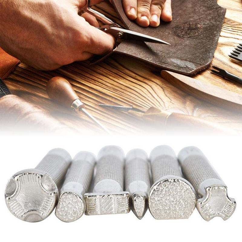 Textura diy20 carimbo DIY suporte de couro conjunto de 6 peças ferramenta de impressão gravura cilíndrica couro rotativo