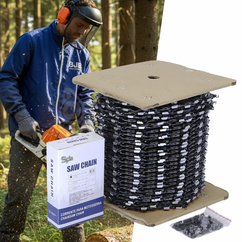 Rolo Corrente Motosserra 3/8 1.5 820 Dentes Spin 1º Linha COMPATIVEL  com Husqvarna Sthil, Tekna Vulcan