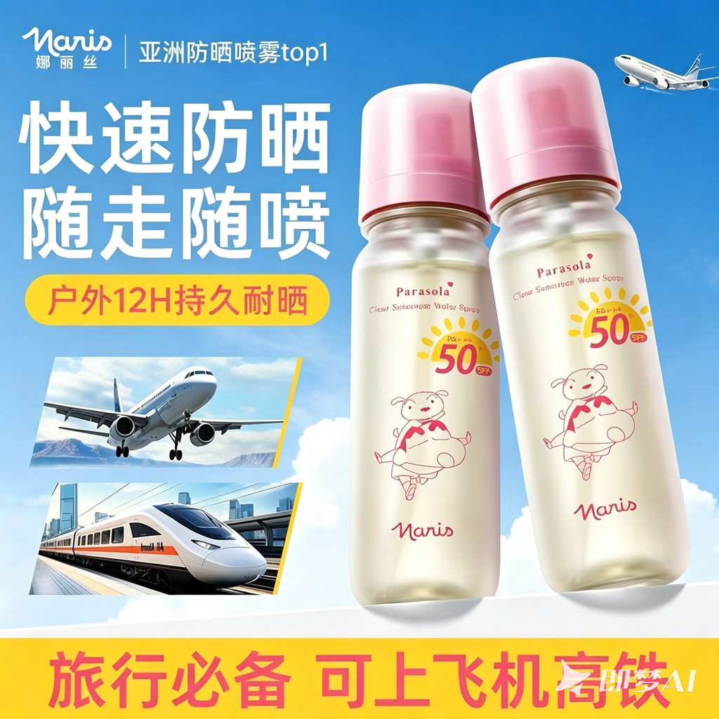 Naris pequeno guarda-sol transparente protetor solar Spray SPF50 + protetor solar clareador de corpo inteiro Anti-ultrav