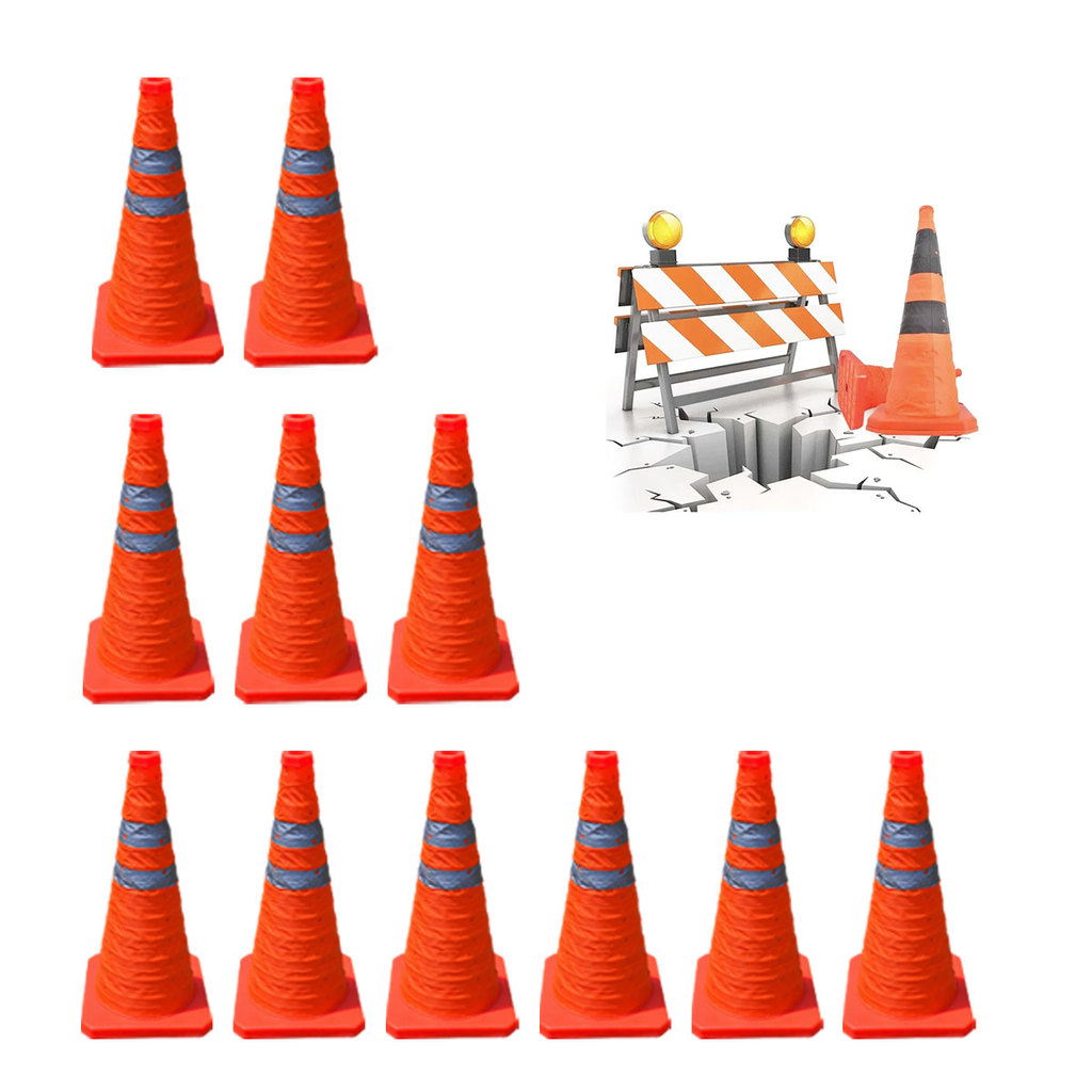 Cone Obra Retratil Kit 11 Uni Segurança Estrada Sinalizador Portatil Viario Dobravel Pratico Balizador Rodovia Guarda