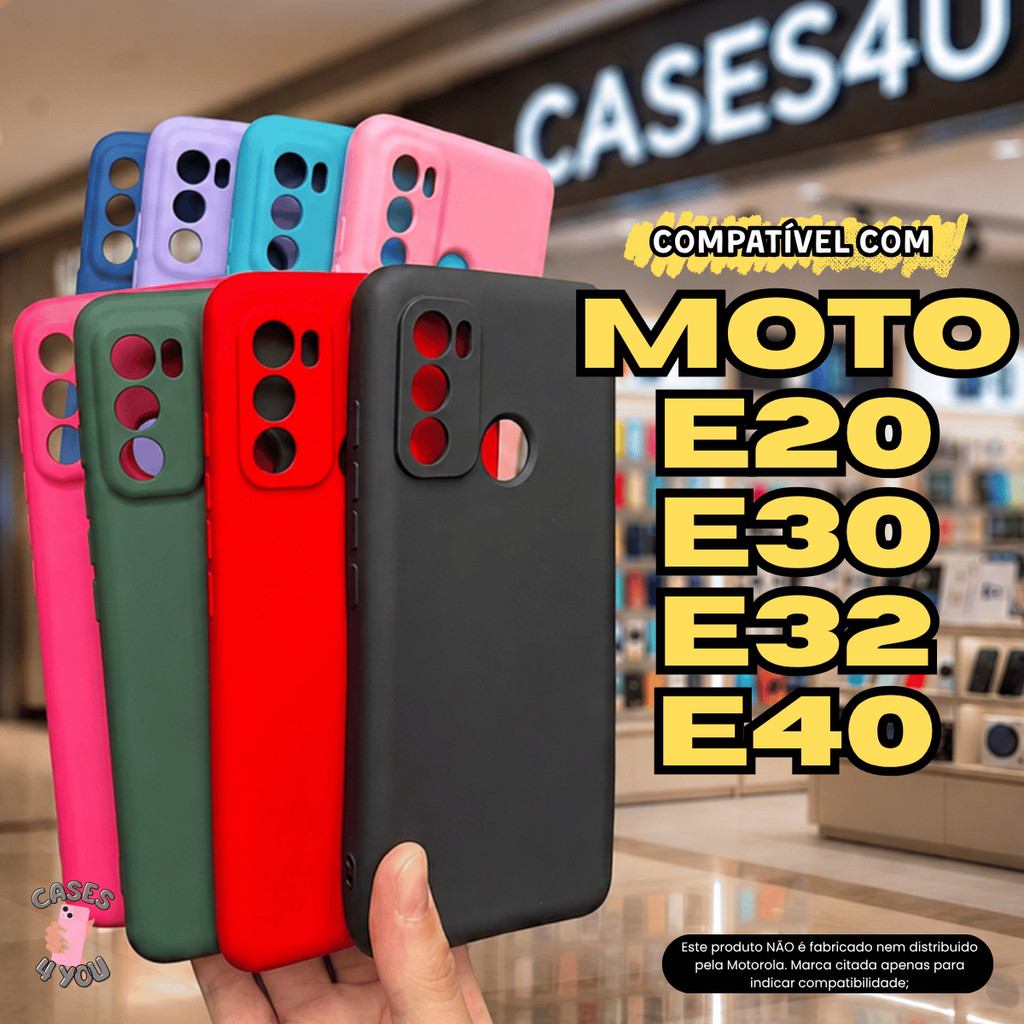 Capa Capinha Compatível Com Motorola Moto E20 E30 E32 E40 Case Aveludada Proteto