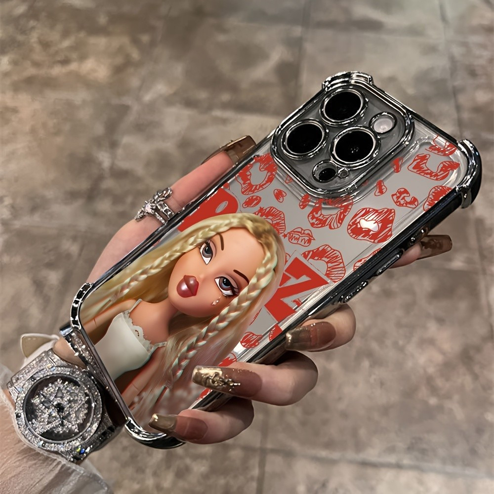 Capa de celular com padrão de boneca Bratz, compatível com iPhone 16, 15, 14, 13, 12, 11 Pro Max, X, XR, XS Max, 8.