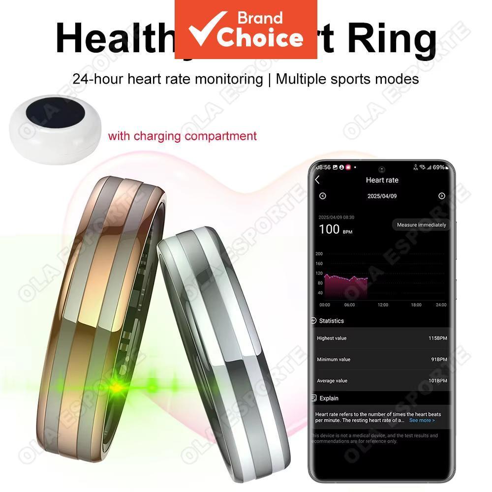 Novo Anel Inteligente da Moda - Monitoramento do Sono, Frequência Cardíaca e Saúde, Modos Esportivos Múltiplos, Anel