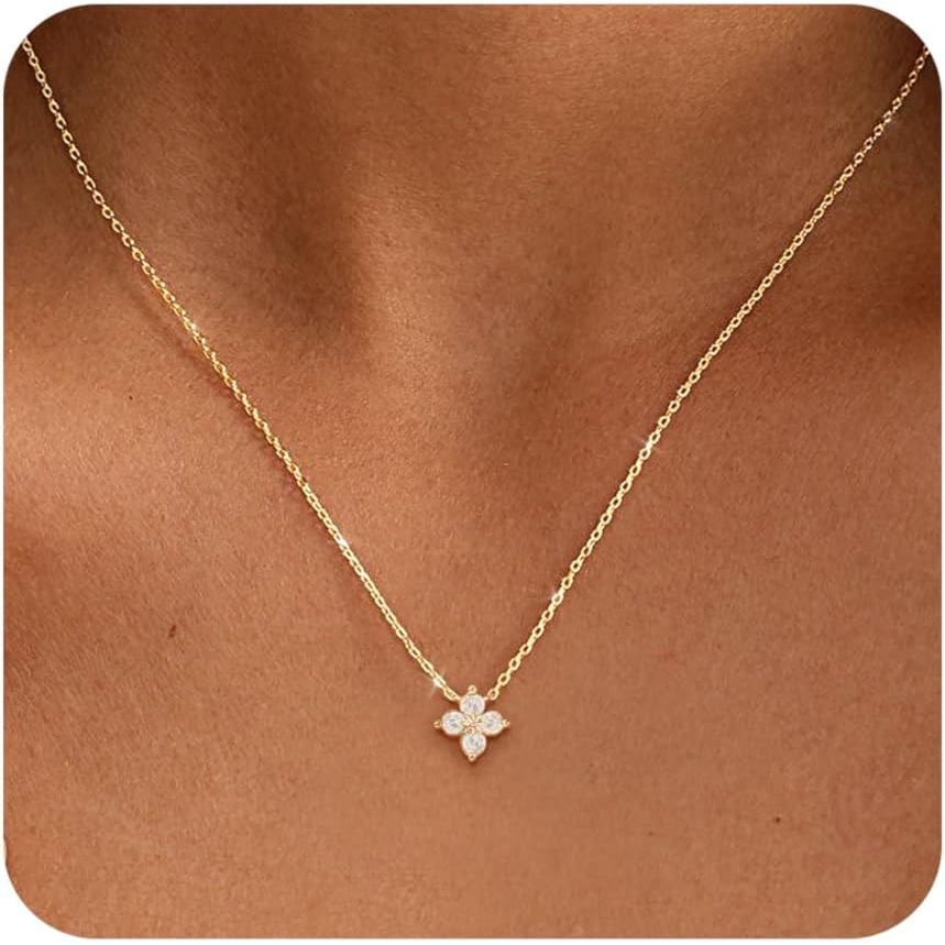 Colar de Ouro com Pedra de Nascimento ZHESHY para Mulheres, Exquisito e Não Oxidável, Colar de Diamante Banhado a Ouro 1