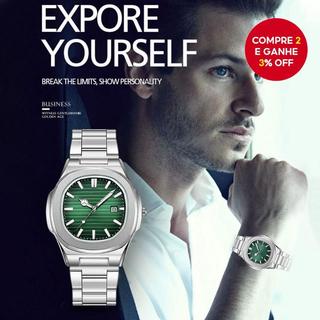 Relógio Masculino De Quartzo Com Pulseira De Metal-Vestido E Casual Para Presentes De Fer…