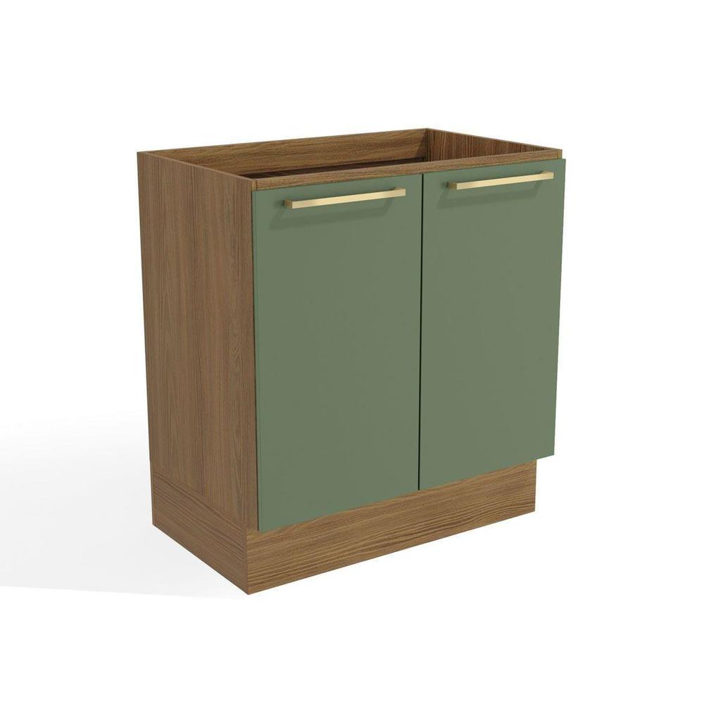 Balcão de Cozinha Botanic M623 c/ 2 Portas s/Tampo 80cm Nogueira/Verde Oliva - Kappesberg