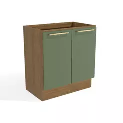 Balcão de Cozinha Botanic M623 c/ 2 Portas s/Tampo 80cm Nogueira/Verde Oliva - Kappesberg