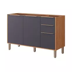 Balcão de Cozinha Modulado Divina 3 Portas e 2 Gavetas s/Tampo 120cm Freijo/Titanium - MGM
