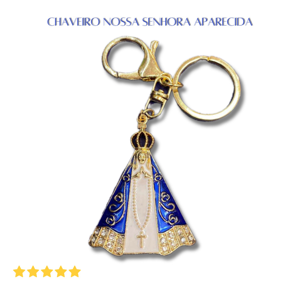 Chaveiro Nossa Senhora Aparecida Personalizado Lembrancinha Resina Imagem Metal Strass