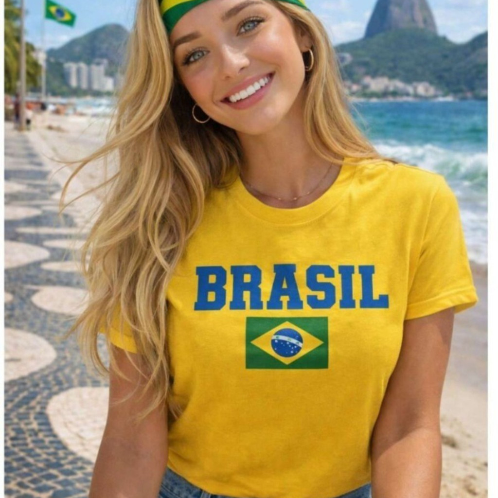 Camiseta do BRASIL Feminina BANDEIRA DO BRASIL 2026 , torcedora Brasileira, jogo do Brasil, camiseta da seleção