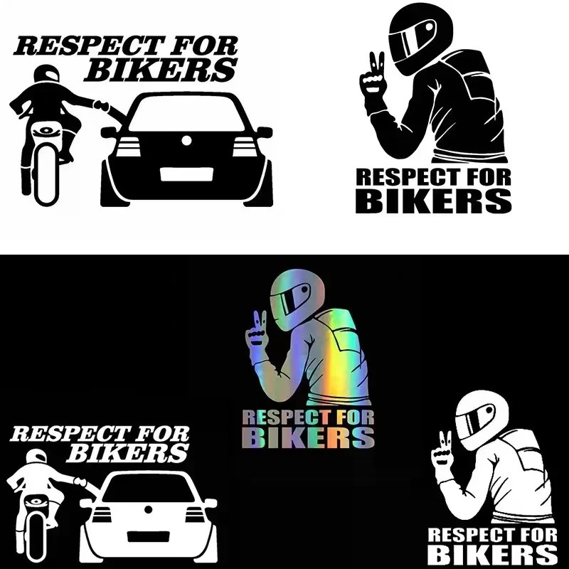 Respeito Por Motociclistas Carro Para Personalidade Laser Adesivo Reflexivo Motocicleta Piloto Amigos Elétricos Ferramen