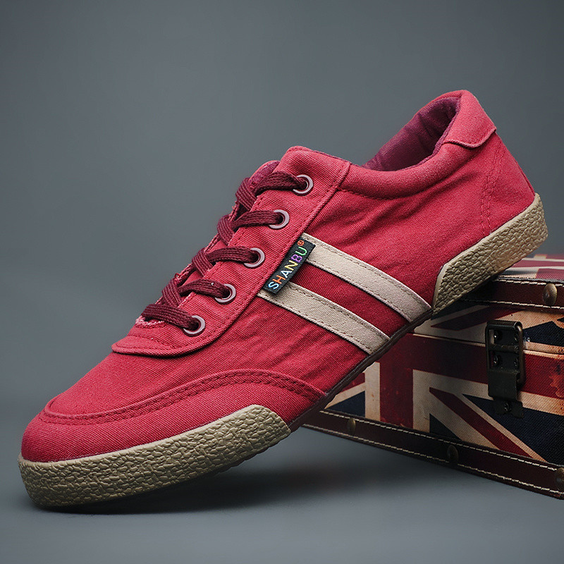 Sapatos masculinos na moda Retro sapatos de lona sapatos de condução masculinos rendas sapatos casuais primavera baixo-T