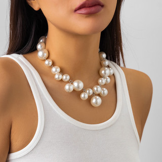Jóias colar de pérolas luz luxo francês Retro imitação pérola colar feminino Punk elegante colar de pérolas