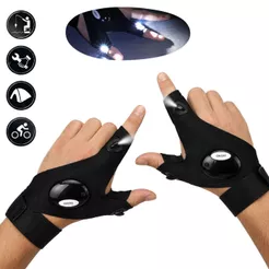 Luva Com Luz LED Lanterna De Dedo Mãos Livres Para Pesca Noturna Reparos Mecânico Camping Bike