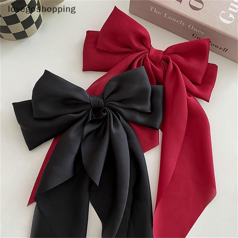 [lovego] Elegante Arco Fita Grampo De Cabelo Moda Simples Sólido Cetim Primavera Clipe Retro Com Clipes Meninas Acessóri