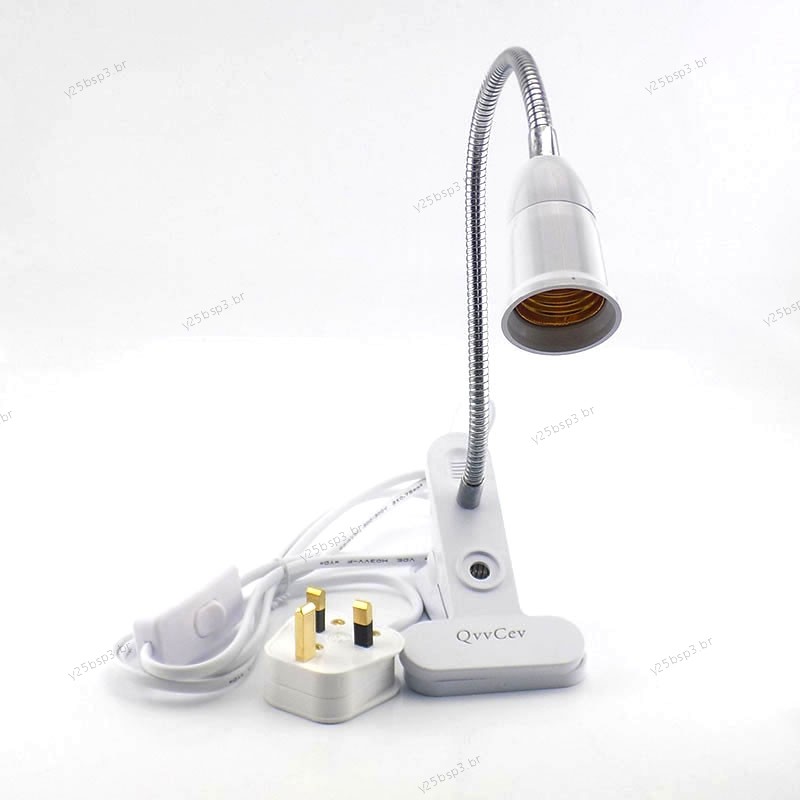 Branco Ue Eua Reino Unido Lâmpada Flexível AC power E27 base Plugues Soquete Clipe De Mesa Para Sala De Livros Luz Notur