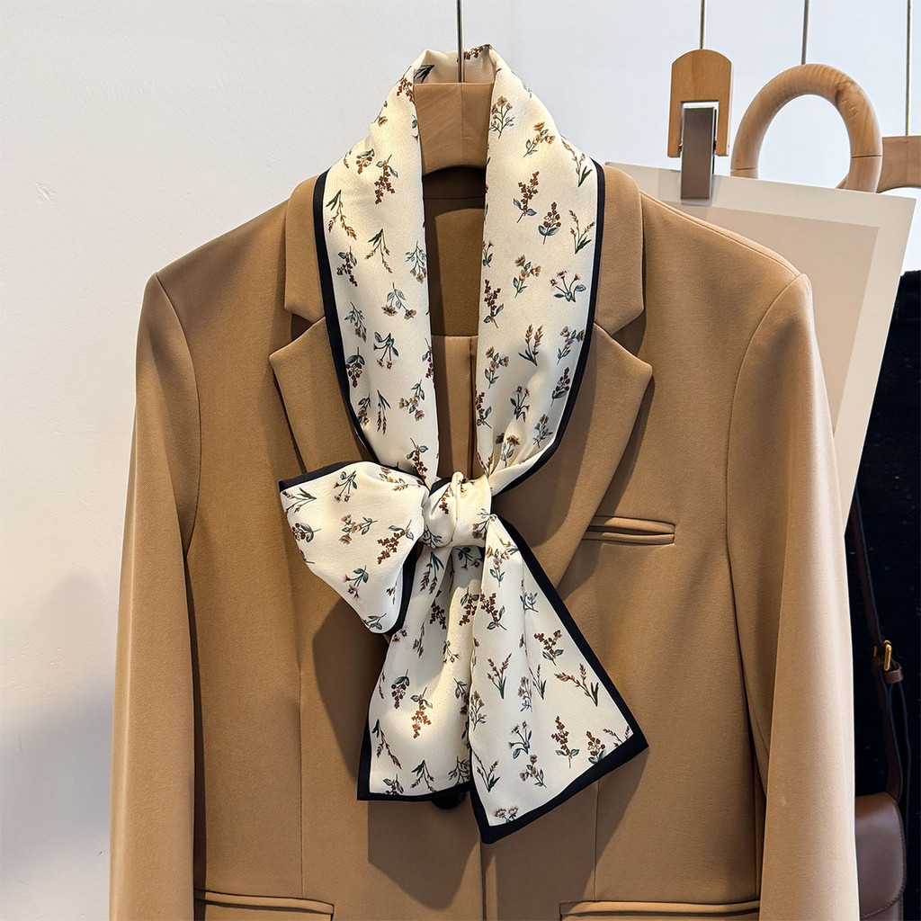 Lenço de seda senhoras primavera na moda All-Match cachecol combinando terno versão coreana moda fresco pescoço protetor