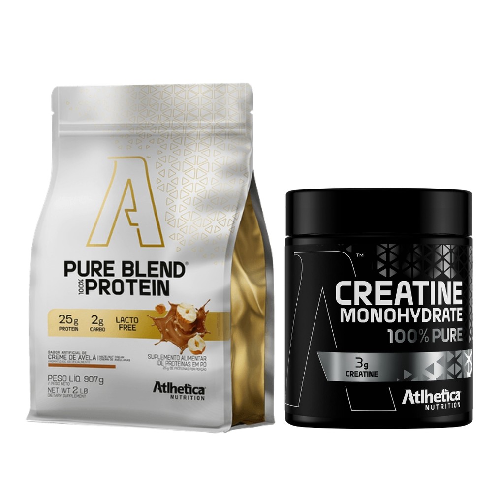 Kit Creatina E Whey Blend Isolado Zero Lactose Atlhetica