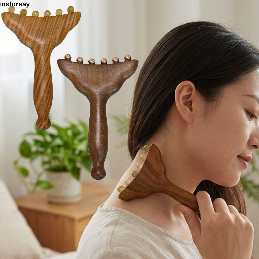 Pente De Massagem Meridianos INSTOREAY , Alça De Design De Cauda De Sereia Manual Ferramenta Gua Sha Facial , Sândalo