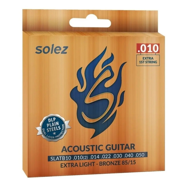 Encordoamento Violão Aço 010 Solez Bronze 85/15 Slatb10
