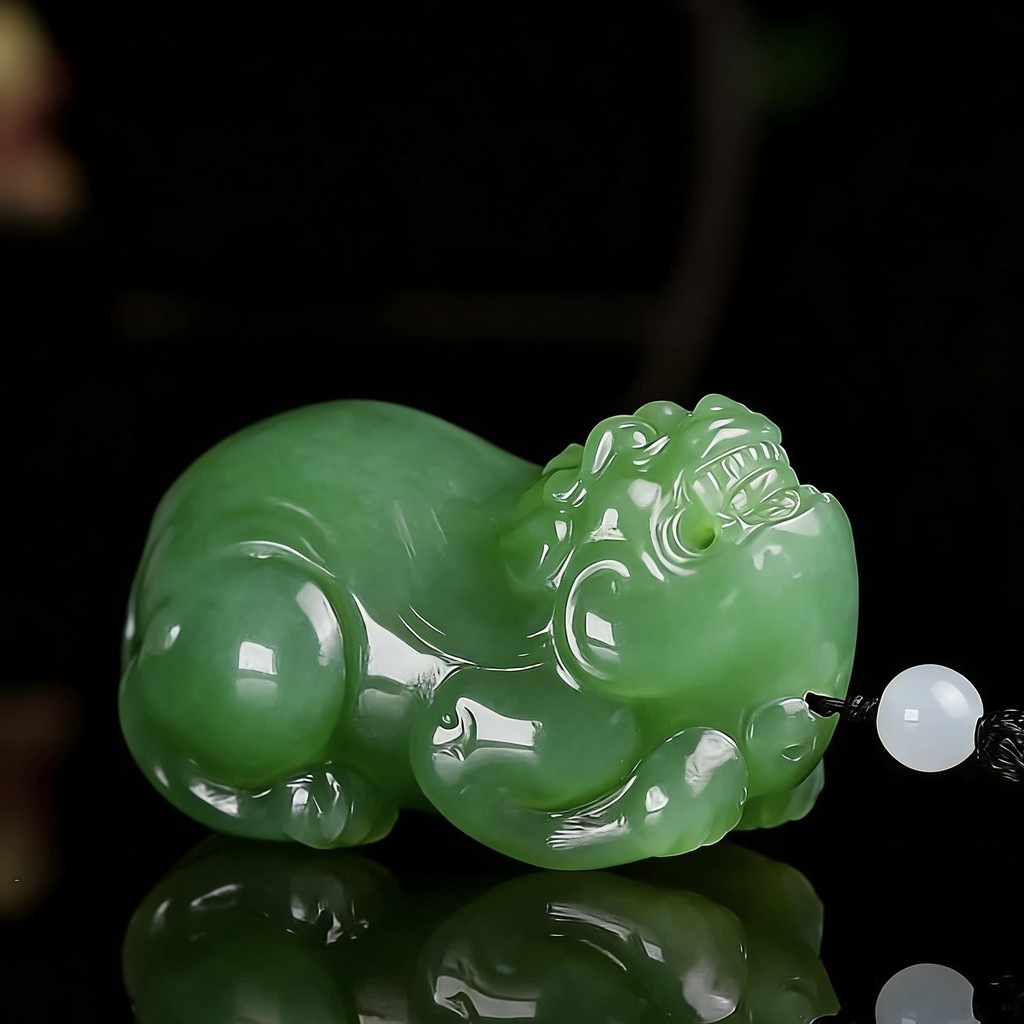 2026 novo estilo sorte pixiu lidar com peça espinafre céu verde rugido transferência pixiu jade ornamento pingente Natur