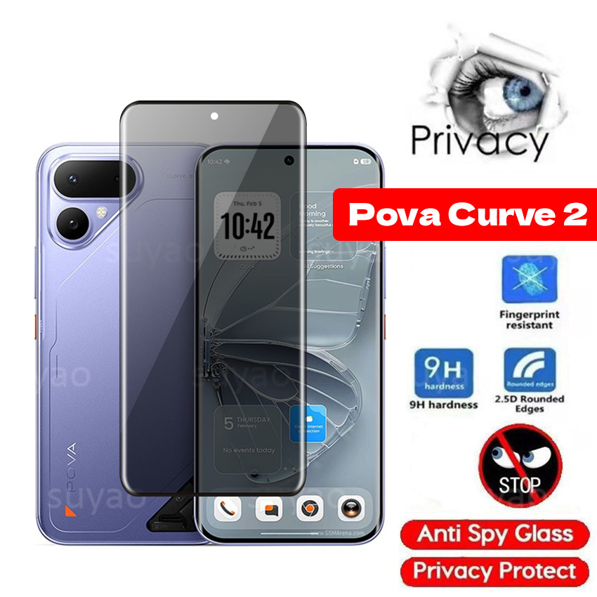 Para Tecno Pova Curve 2 Curve2 2026 Anti peeping Curvo Privado PovaCurve2 PovaCurve Protetor De Tela De Vidro Temperado
