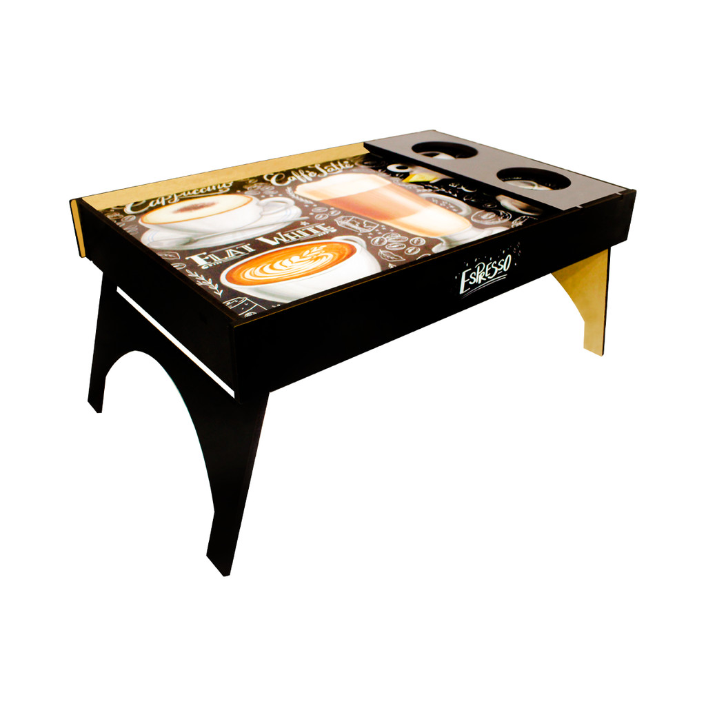 Bandeja Cafe Manha Mdf Pes Articulados Porta Copos Notebook Cama Sofa Criancas