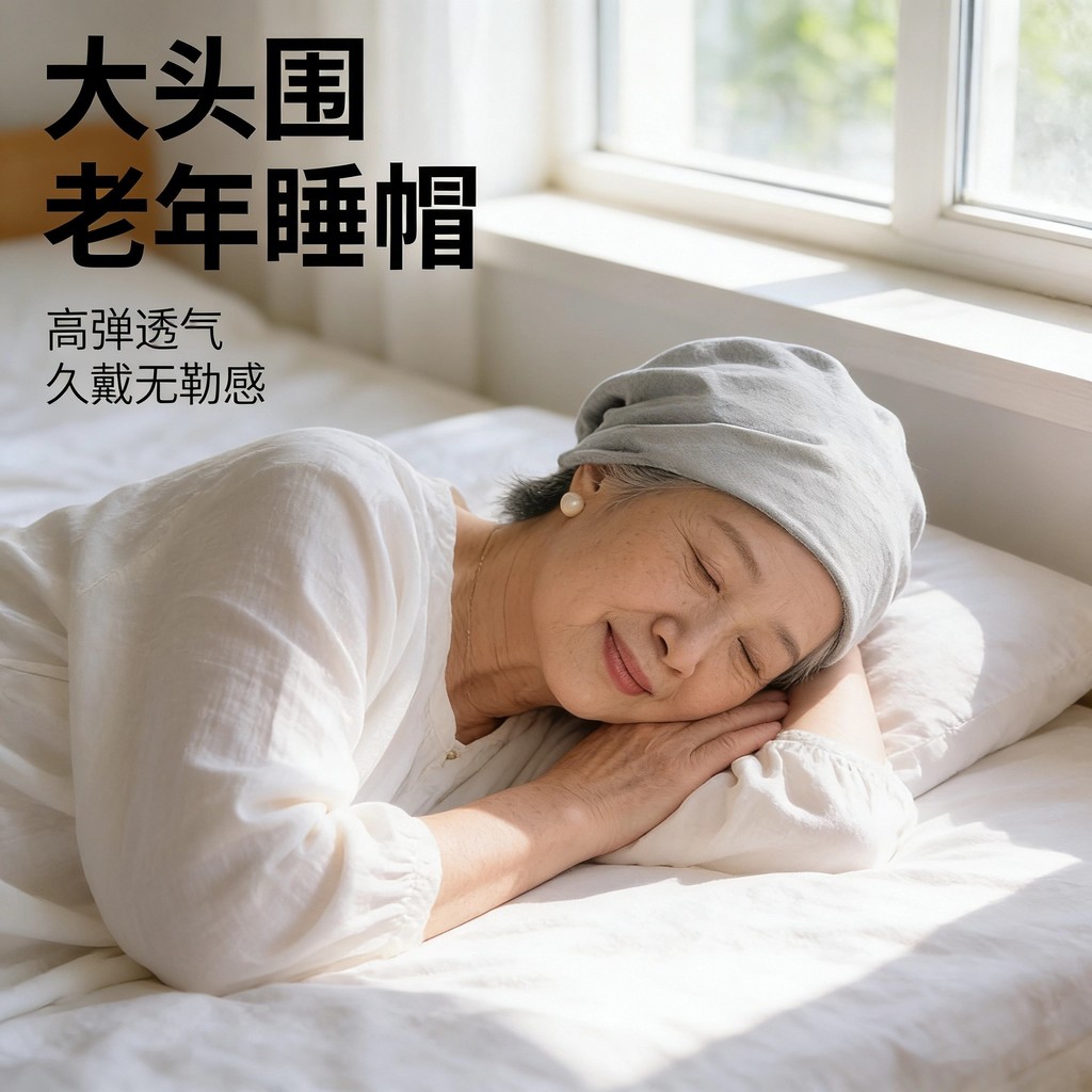 Touca de dormir para idosos com circunferência de cabeça grande, feminina, primavera verão, estilo fino, boné frio, boné