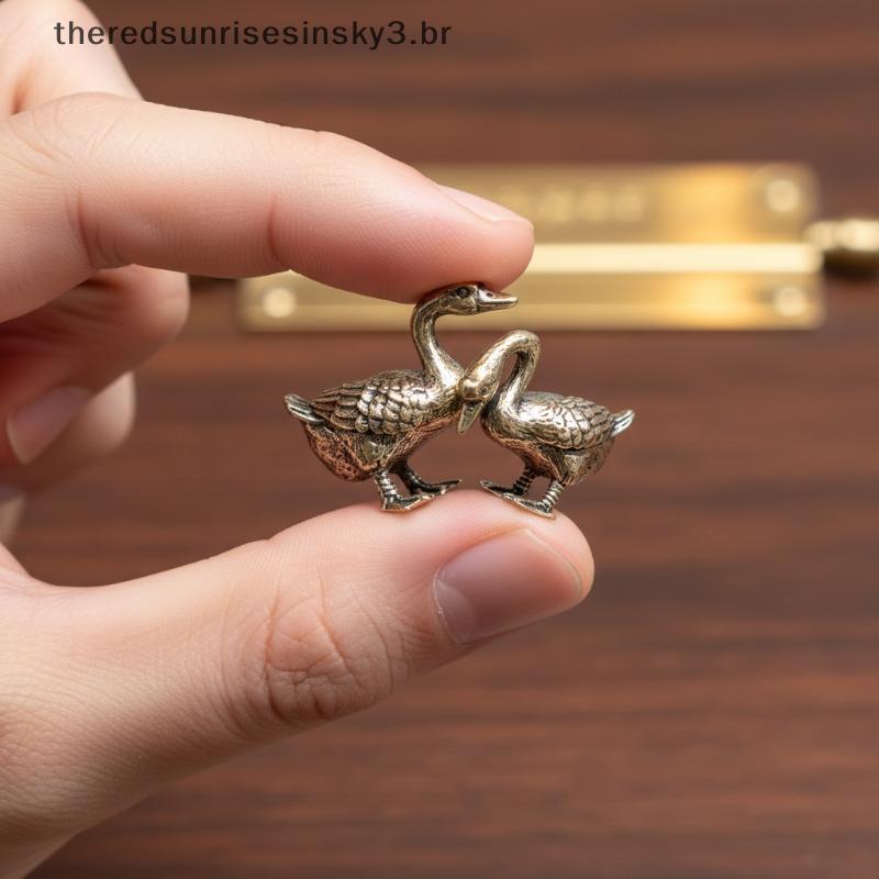 TSBR Bronze Artesanato Antigo Gansos Ornamentos De Chá Pet Escultura Artesanal Para Cerimônia Decoração De Mesa De Escri