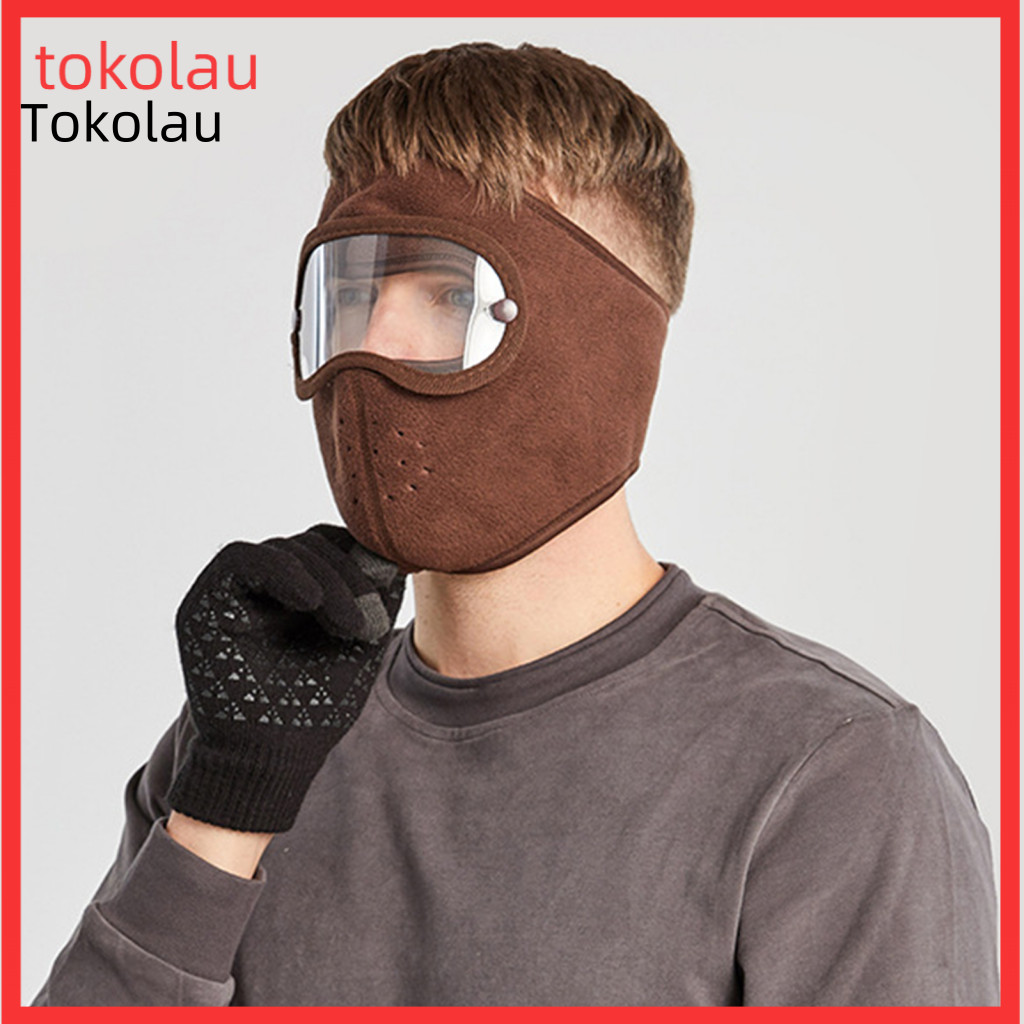 Breathable Face Mask Full Protection Cycling Thermal Winter with Removable Goggles Fleece Warm Cover for Skiing Hiking f
