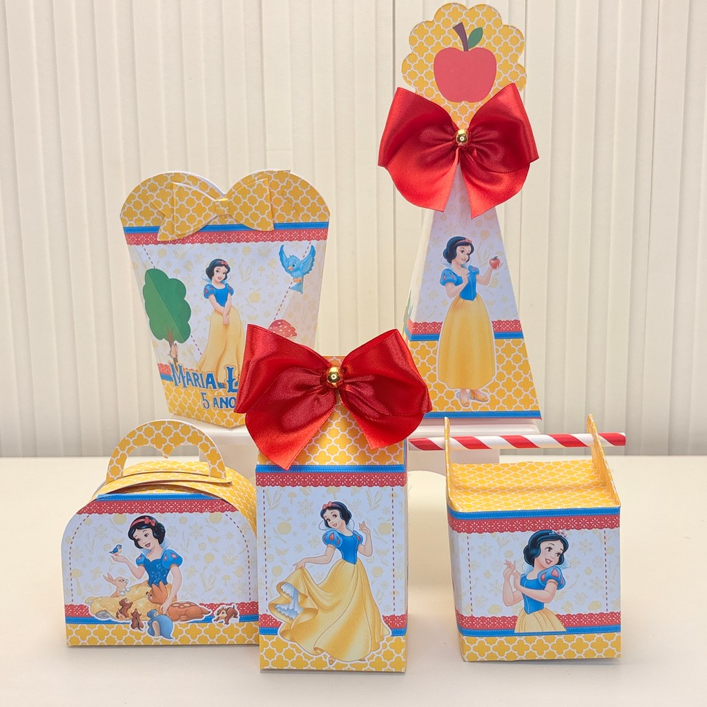Kit Festa Branca de Neve Princesa Disney - Lembrancinhas Caixinha Milk Personalizada PEGUE E MONTE