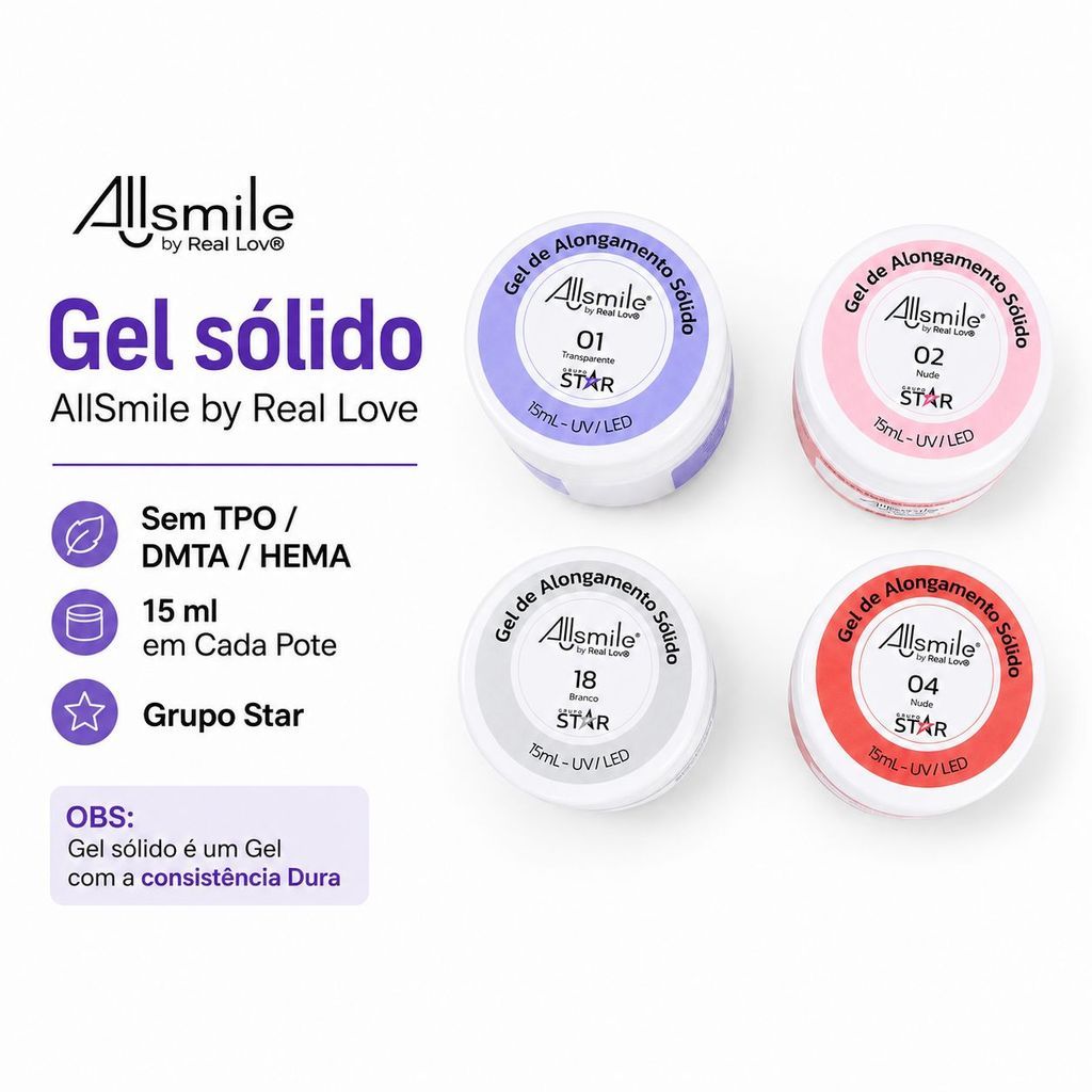 Gel Solido De Alongamento Powder Gel Cremoso Allsmile - Real Love