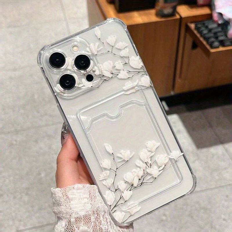 Capinha magnolia transparente com cartãoa Anti-impacto Para Samsung A07 A16 A17 S25 PLUS EDGE A14 A54 A55 A35 A23
