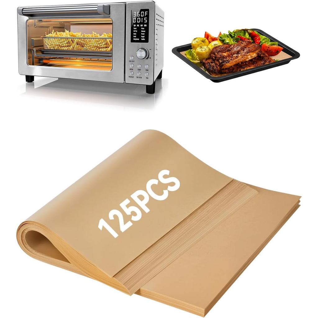 125 unidades de Papel Manteiga para Air Fryer Compatível com Nuwave Bravo Pro Smart 21QT Toaster Oven Air Fryer Combo, F
