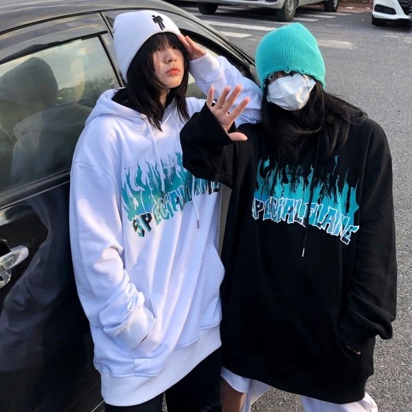 Primavera japonesa estilo americano chama moletom oversize solto europeu americano nicho início da primavera hiphop High