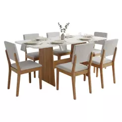 Conjunto Sala de Jantar Mesa 1,60m Maira 6 Cadeiras Linda