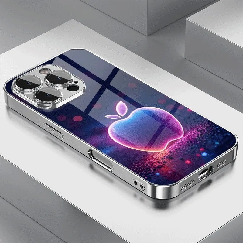 Colorido Para Apple Padrão Caso De Vidro Galvanizado iPhone 17 16E 15 14 13 12 11 Pro Max Plus Capa