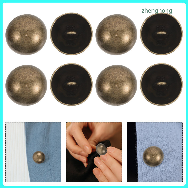 50 Peças Botões De Costura De Metal Meio Dobrados 20 mm Tampa De Cogumelo Redondo Com Haste Para Terno Blazer Jaqueta Ca