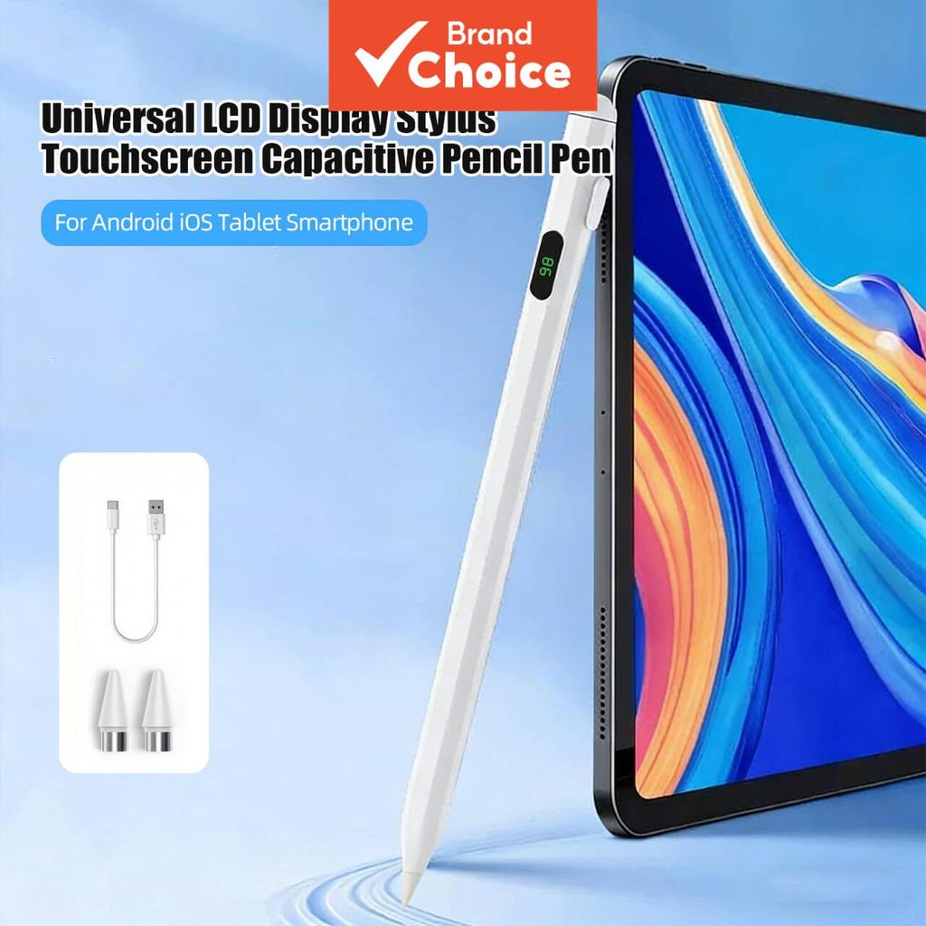 Caneta Stylus Universal TOILEUM com Visor Digital de Bateria em LED e Lápis Capacitivo para Tablet Android iOS Windows