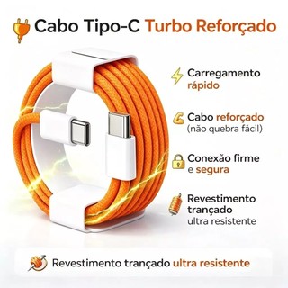 Arregador Turbo 40W Tipo-C + Cabo Reforçado Compatível 15/16/17 IPhone Carregamento Rápido