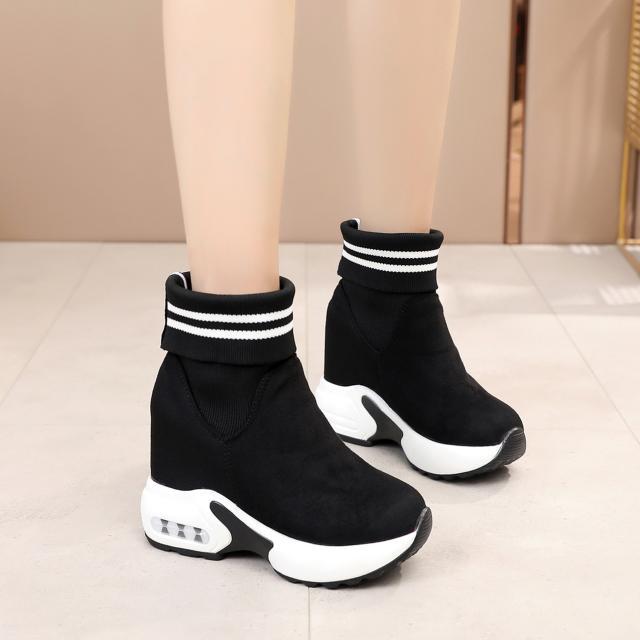 Botas curtas femininas finas finas 2019 novo estilo Martin botas de salto alto malha de sola grossa influenciador meias 