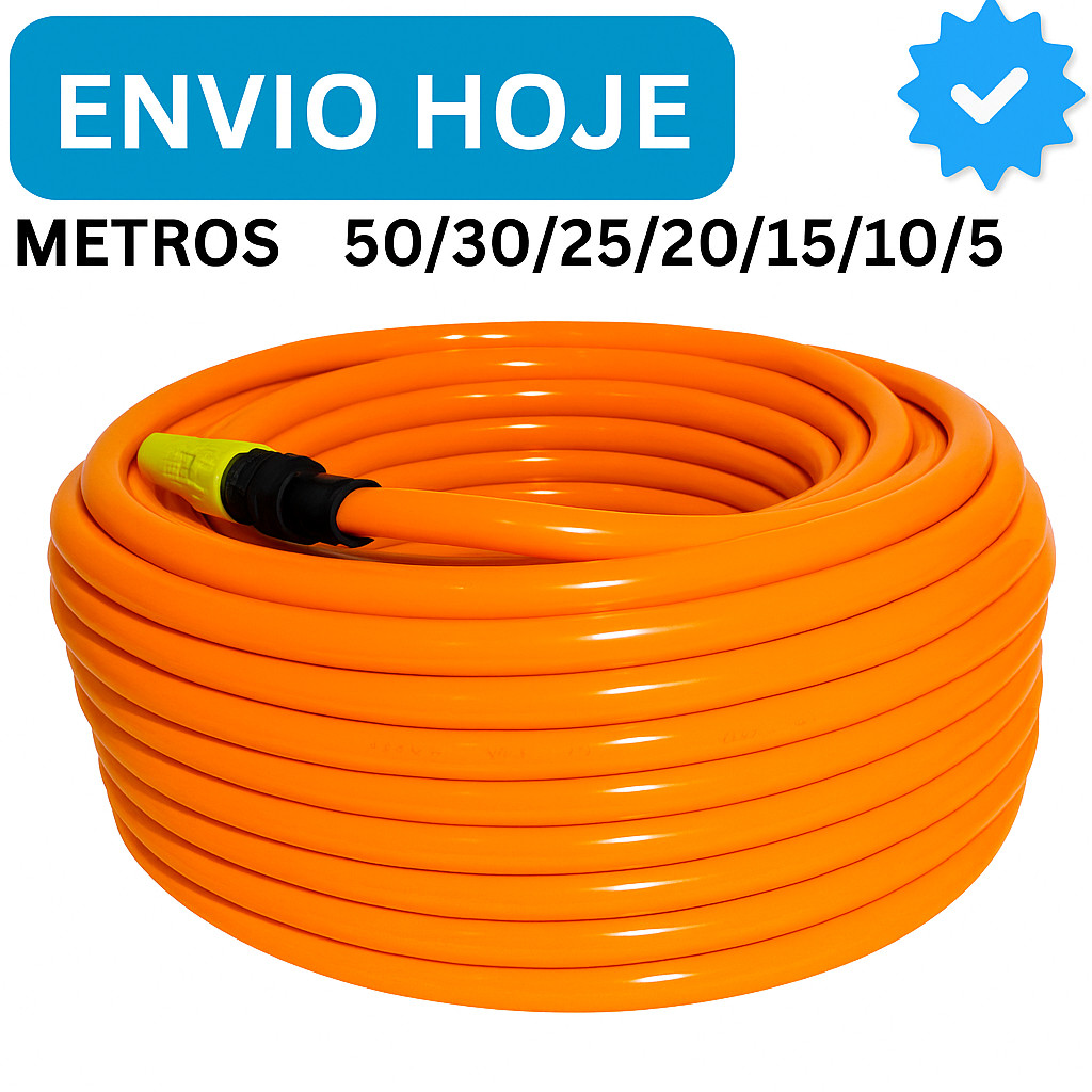 Mangueira de Jardim Siliconada Metros Laranja Kit Completo Reforçada