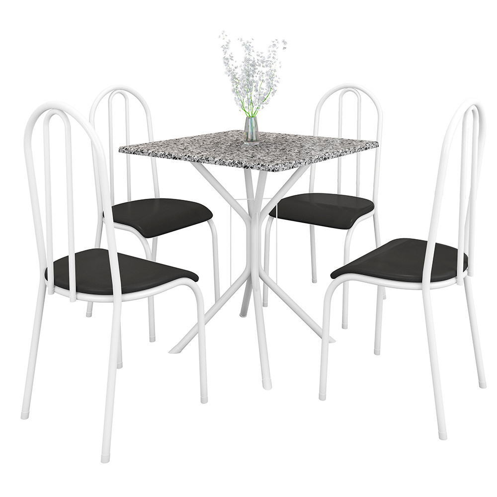 Conjunto Mesa Málaga 4 Cadeiras Alicante Tubular - Fabone