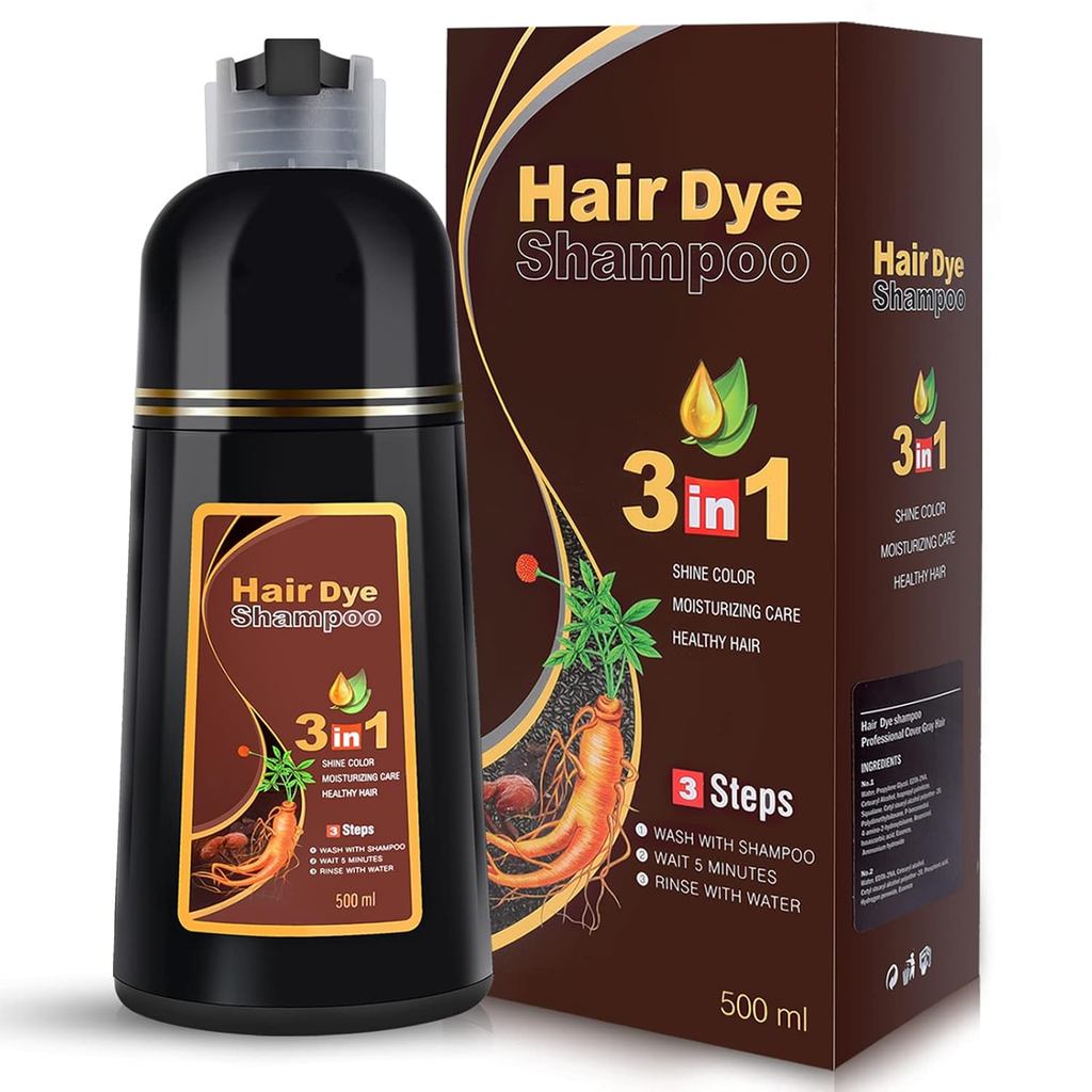 IIIMEIDU Borgonha Shampoo De Tintura De Cabelo 3 Em 1 Para Cabelos Grisalhos , Semipermanente Mulheres E Homens , Cobert