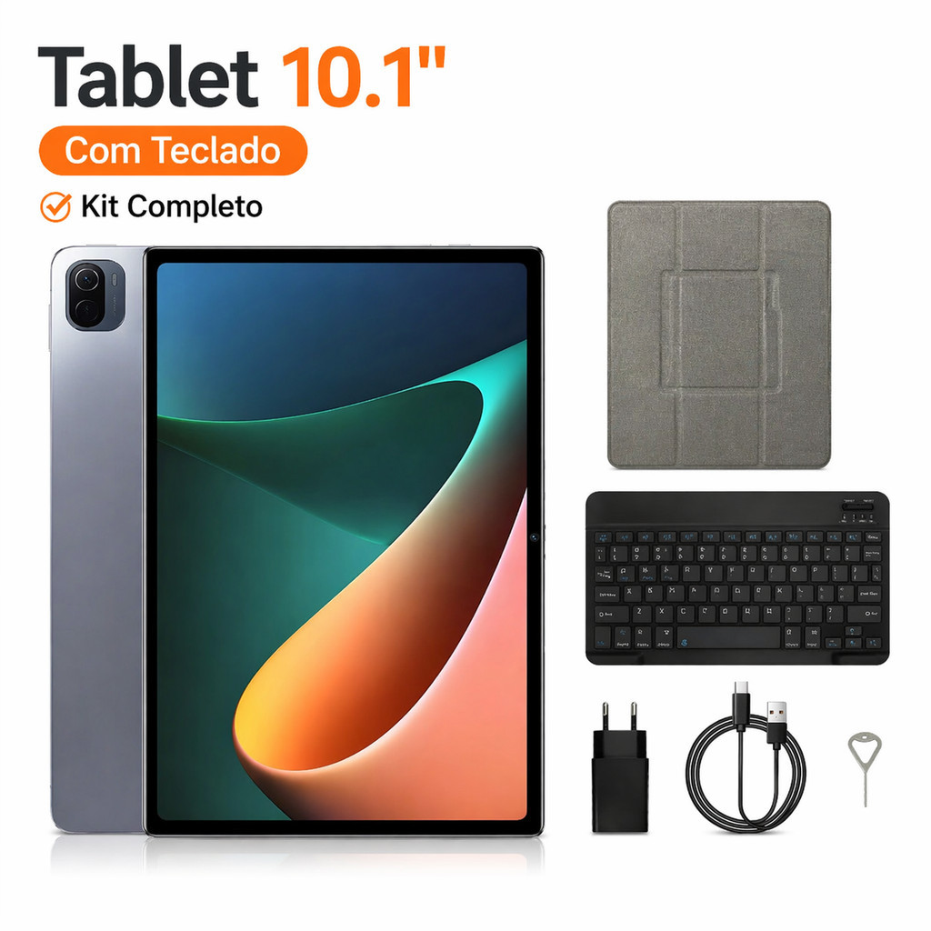 Tablet Android 10.1“ Octa-Core 3GB+32GB IPS HD WiFi com Teclado Bluetooth