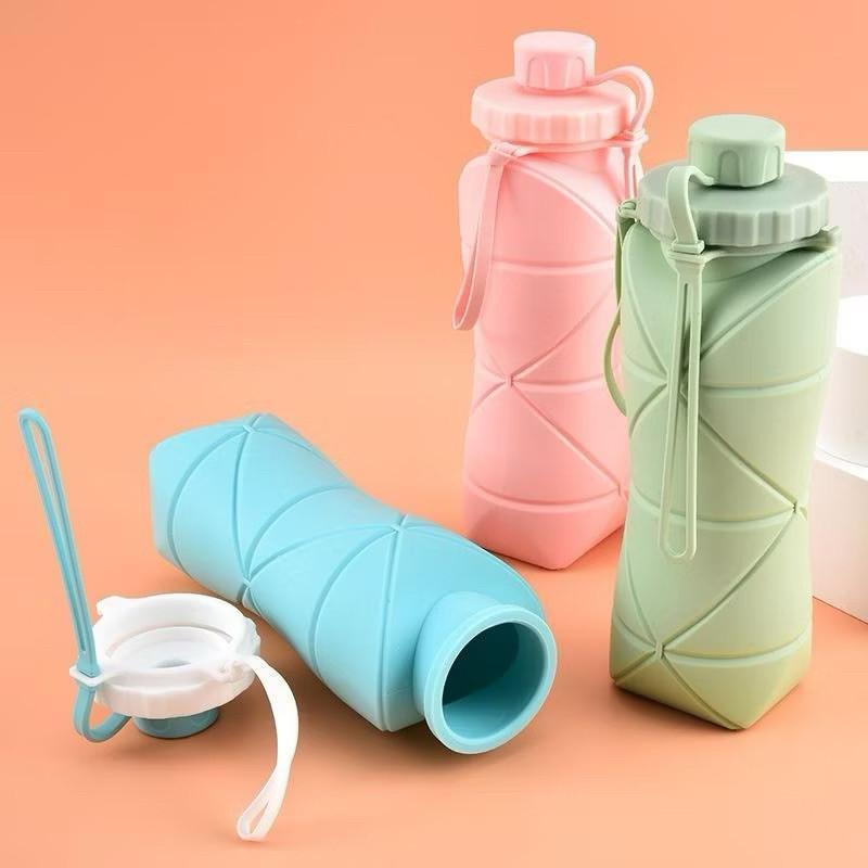 Garrafa de Água Dobrável de Silicone 600ml Mini Exterior Esportes LevaVida