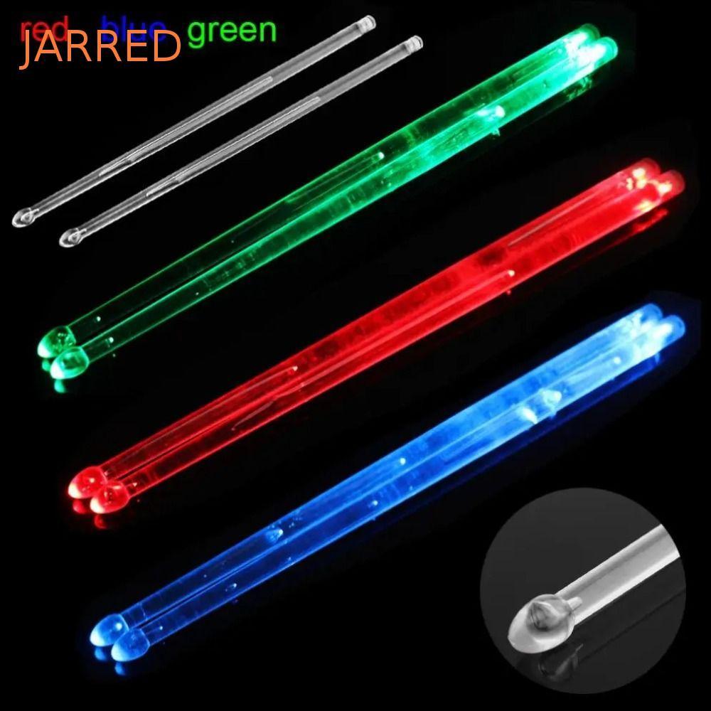 JARRED 2 Peças 5A Bastão De Tambor Luminoso , Brilho Colorido No Escuro Acende Baquetas , Pratos Acrílicos Para Tambores