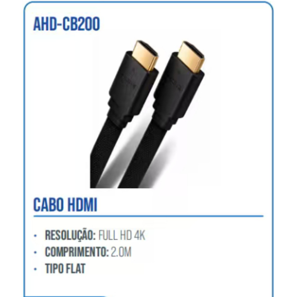 Cabo HDMI Flat Ultra HD 4K 2.0 Blindado Reforçado Alta Velocidade Premium Aitek — imagem 2 de 2