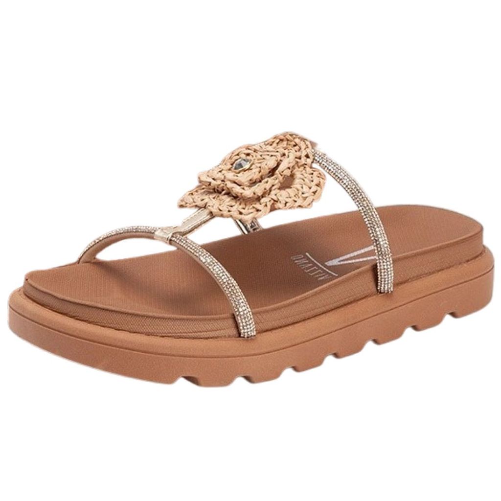 Chinelo Feminino Slide Detalhe em Flor Papete Flat Vizzano
