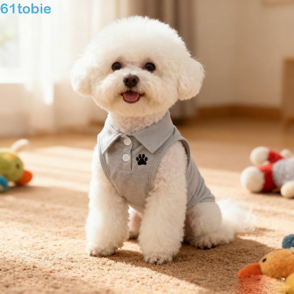 Camisa Polo Para Cães De Estimação TOBIE , Curta Respirável Cor Sólida , Material Fino , Colete Macio Animais De Duas Pe